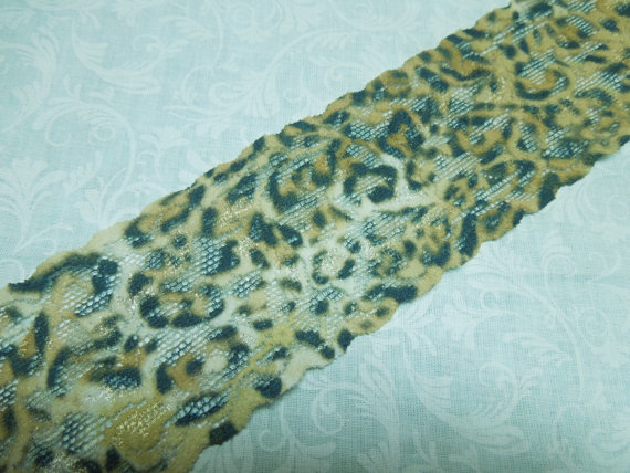 1 Yard Of 2 Inch Leopard Print Stretch Elastic Lace, Animal Print Lace For Headband, Garter, Lingerie By Marlenesattic - Item T0