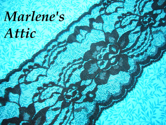 1 Yard Of 4" Black Chantilly Lace Trim W/ Scalloped Edge For Gothic, Steampunk, Altered Couture, Lingerie By Marlenesattic - Item Fd