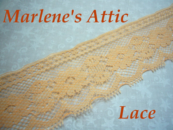 1 Yard Of 2 Inch Peach Chantilly Lace Trim For Bridal, Baby, Lingerie, Easter, Crafts, Spring By Marlenesattic - Item Eh
