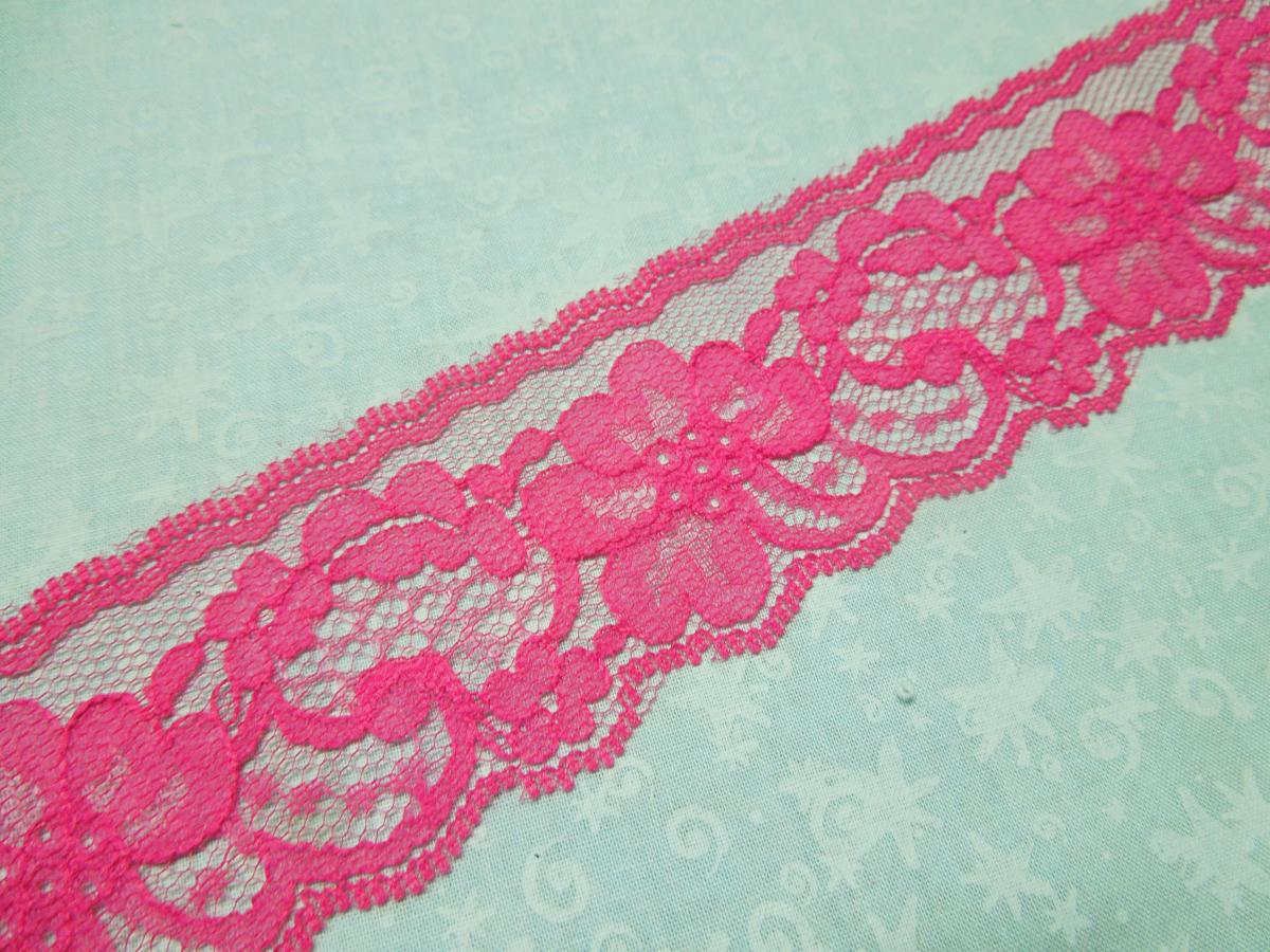 1 Yard Of 2 Inch Pink Chantilly Lace Trim For Bridal, Baby, Wedding, Valentines, Romantic, Couture By Marlenesattic - Item N0