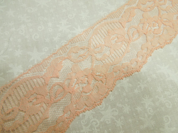 1 Yard Of 2 1/2 Inch Coral Peach Chantilly Lace Trim For Bridal, Baby, Lingerie, Easter, Crafts, Home Decor By Marlenesattic - Item Oa