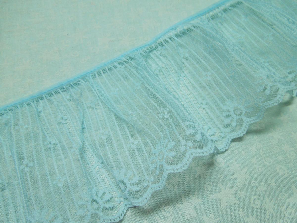 1 Yard Of 4 Inch Light Blue Ruffled Chantilly Lace Trim For Bridal, Baby, Wedding, Couture, Costume By Marlenesattic - Item O9