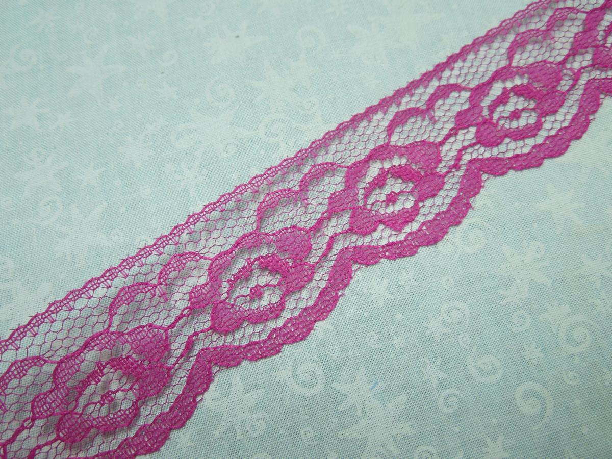 1 Yard Of 1 1/4 Inch Fuschia Pink Chantilly Lace Trim For Bridal, Baby, Wedding, Valentines, Romantic, Couture By Marlenesattic - Item Q3