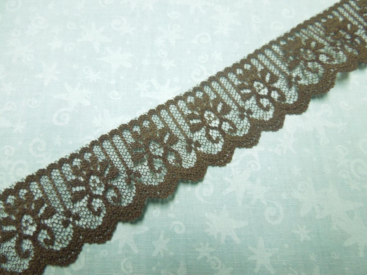 1 Yard Of 1 1/4 Inch Chocolate Brown Chantilly Lace Trim For Bridal, Baby, Altered Couture, Lingerie By Marlenesattic - Item Q9