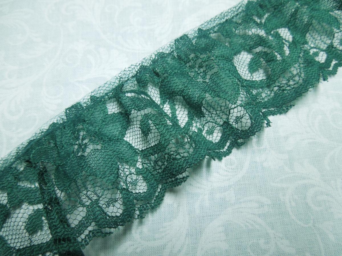 1 Yard Of 2 Inch Emerald Green Ruffled Chantilly Lace Trim For Holiday, Christmas, St Patricks, Home Decor By Marlenesattic - Item R9